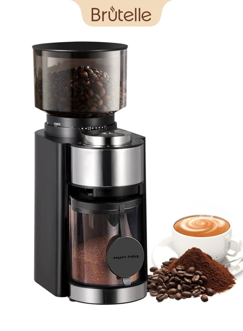 Brutelle V60 Conical Burr Coffee Grinder Electric Coffee Bean Grinder Adjustable with 25 Precise Settings Anti-Static Design for V60 Kettle Espresso Mocha Hand-Drip Drip French Press Cold Brew with2-12 Cup Quantitative Setting Black - Image 1